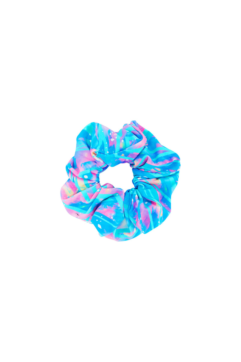 Blue and Pink Cosmic Bolt scrunchie sustainable swimwear by Tide + Seek Product shot