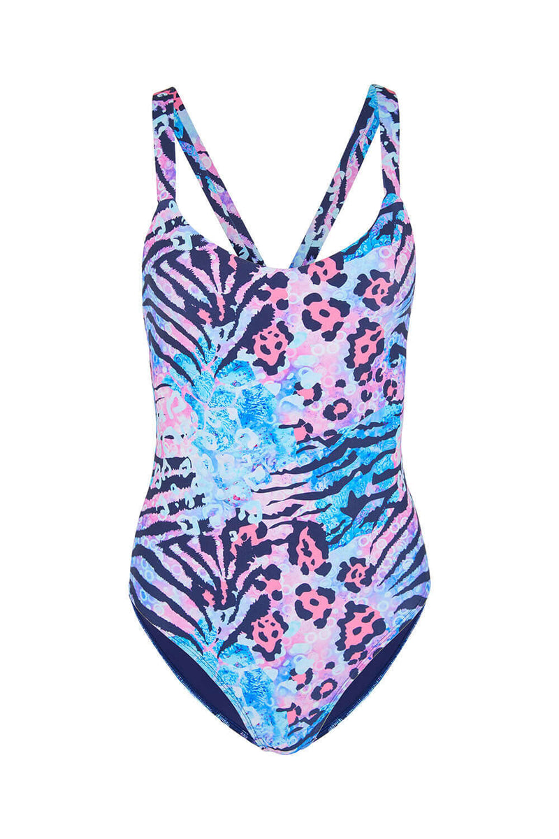 Tide + Seek Sustainable swimwear Jungle Disco  Classic Cut Swimsuit Product Shot