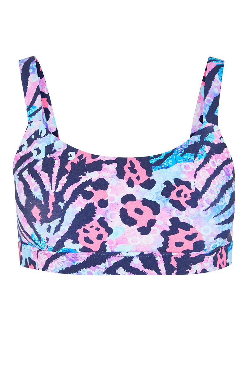 Tide + Seek Sustainable swimwear Jungle Disco Fitness Bikini Top Product Shot