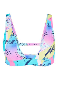 Tide + Seek Sustainable swimwear Saved By The Bell Triangle Plunge Bikini Top Product Shot