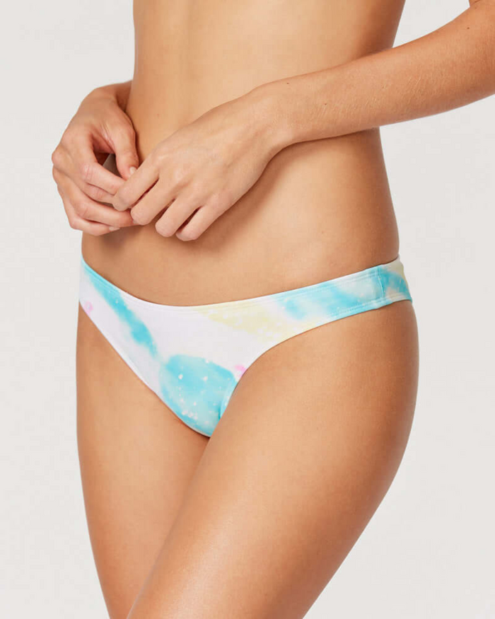 Tide + Seek Sustainable swimwear model wearing Sea Sparkle Cheeky Coverage Bikini Bottom