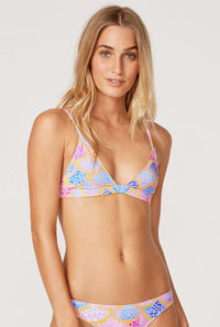 Tide + Seek Sustainable swimwear model wearing our Undercover Mermaid Fixed Triangle Bikini Top